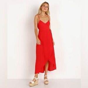 Show Me Your Mumu Size L Meghan Wrap Dress Tomato Red Peddle